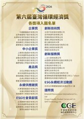 🏆 Swancor Regener is shortlisted for the 6th Taiwan Circular Economy Award — SME Category.